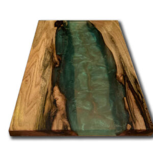 Epoxy Wood Serving Tray with Green Epoxy