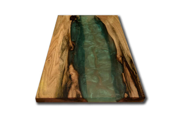 Epoxy Wood Serving Tray with Green Epoxy