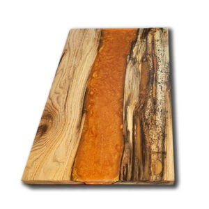 Epoxy Wood Serving Tray with Amber Epoxy